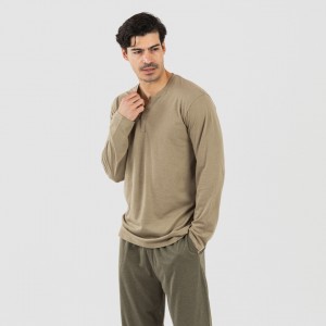 Pijama comprido homem com botões verde caça - verde escuro 2