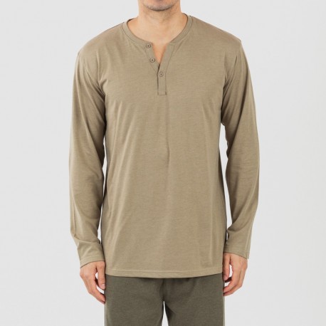 Pijama comprido homem com botões verde caça - verde escuro