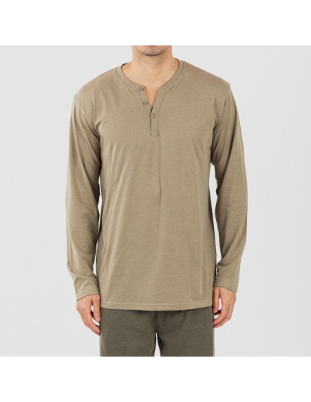 Pijama comprido homem com botões verde caça - verde escuro