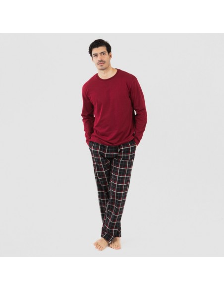 Pijama homem flanela Cuadro Barbieri bordeaux pijamas-compridos-homem