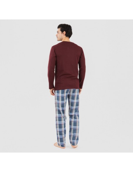 Pijama homem flanela Cuadro Xavi bordeaux Pijama homem flanela Cuadro Xavi bordeaux