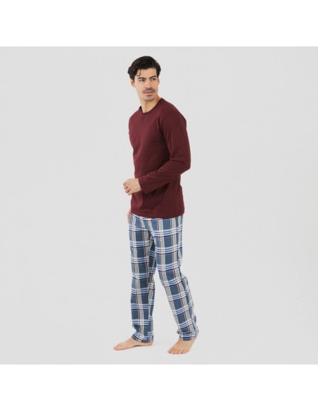 Pijama homem flanela Cuadro Xavi bordeaux Pijama homem flanela Cuadro Xavi bordeaux