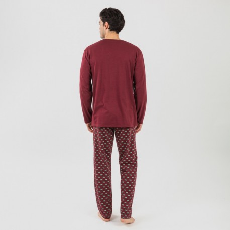 Pijama algodão homem Nino bordeaux