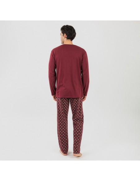 Pijama algodão homem Nino bordeaux pijamas-compridos-homem