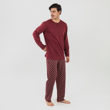 Pijama algodão homem Nino bordeaux