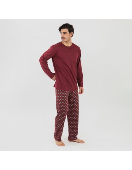 Pijama algodão homem Nino bordeaux