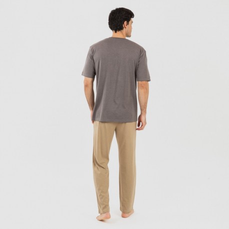 Pijama homem manga curta com botão Topo - arena