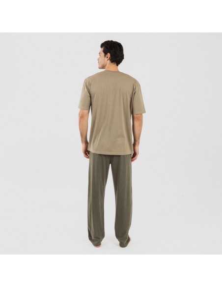 Pijama homem manga curta com botão verde caça - verde escuro Pijama homem manga curta com botão verde caça - verde escuro