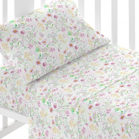 Jogo de lençóis algodão Ainhoa rosa cama bebé jogos-de-lencois-para-bebe