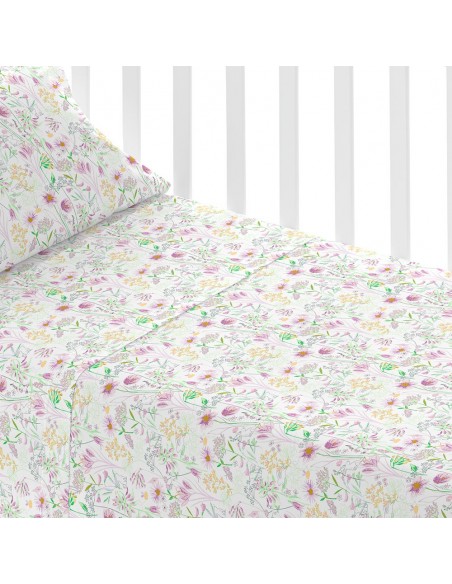 Jogo de lençóis algodão Ainhoa rosa cama bebé jogos-de-lencois-para-bebe