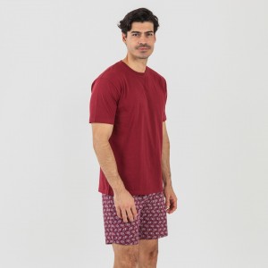 Pijama homem curto Benacity bordeaux 2