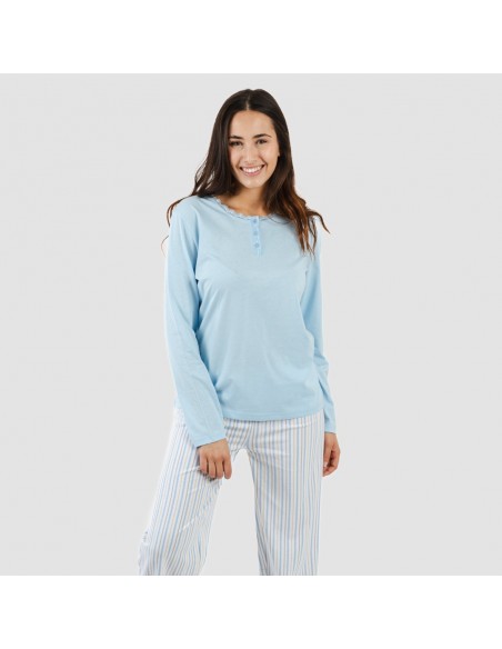 Pijama algodão Bennet azul celeste Pijama algodão Bennet azul celeste