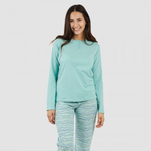 Pijama algodão Ola verde água