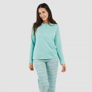 Pijama algodão Ola verde água 2