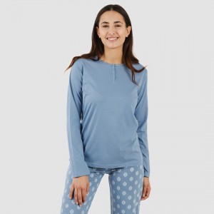Pijama algodão Garbo azul anil