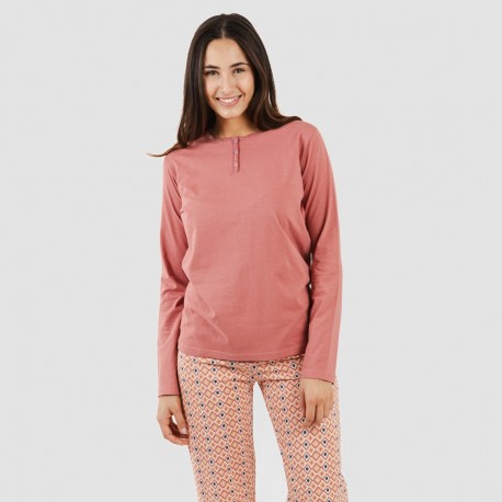 Pijama algodão Bianca malva rosa pijamas-compridos-de-mulher