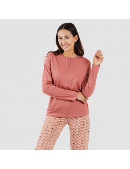 Pijama algodão Bianca malva rosa pijamas-compridos-de-mulher