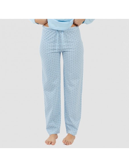 Pijama algodão Timon azul celeste pijamas-compridos-de-mulher