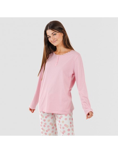 Pijama algodão Graciela rosa pijamas-compridos-de-mulher