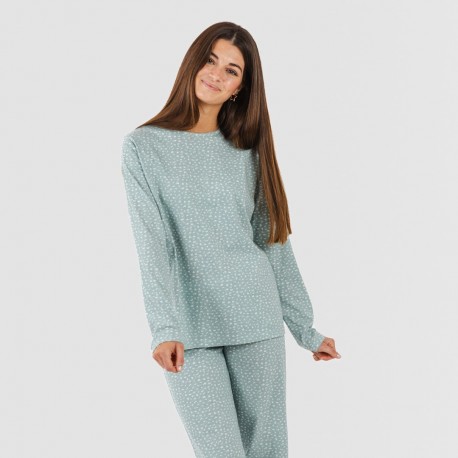 Pijama algodão Anita verde gasto