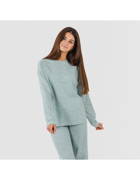 Pijama algodão Anita verde gasto pijamas-compridos-de-mulher