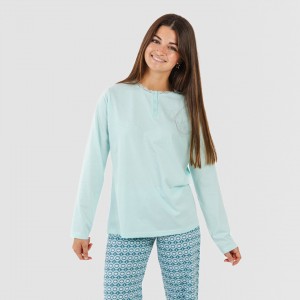 Pijama algodão Galieni verde azulado