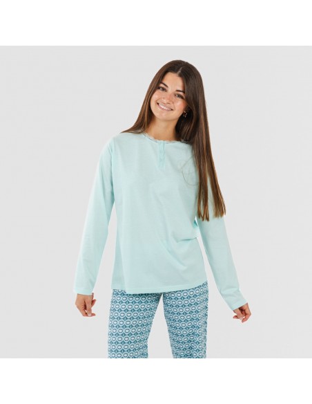 Pijama algodão Galieni verde azulado Pijama algodão Galieni verde azulado