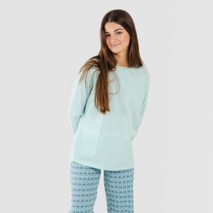 Pijama algodão Galieni verde azulado 2