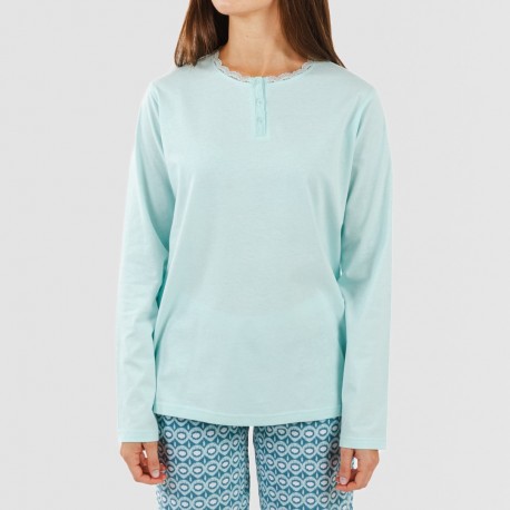 Pijama algodão Galieni verde azulado