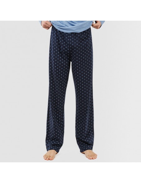 Pijama algodão homem Pedro azul indigo pijamas-compridos-homem