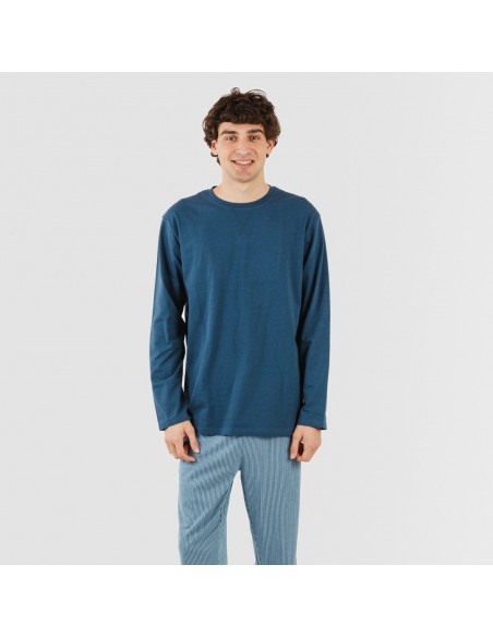 Pijama algodão homem Kristoff azul marinho pijamas-compridos-homem