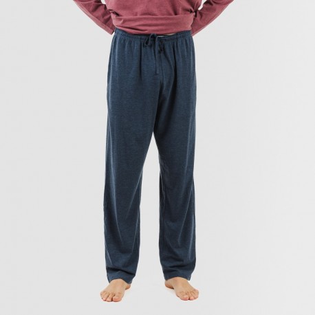 Pijama comprido homem com botões bordeaux - azul marinho