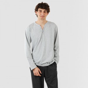 Pijama comprido homem com botões cinza - cinza escuro