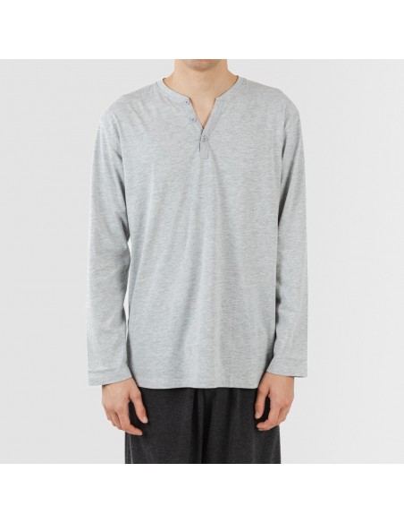 Pijama comprido homem com botões cinza - cinza escuro Pijama comprido homem com botões cinza - cinza escuro