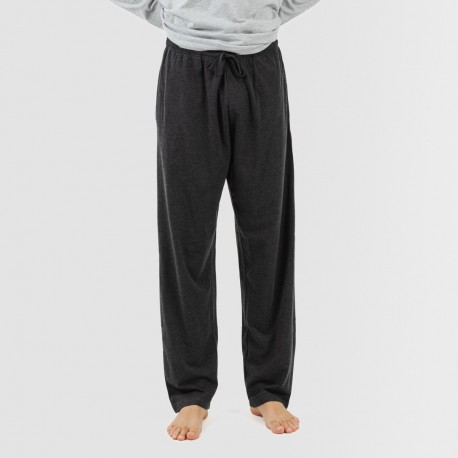 Pijama comprido homem com botões cinza - cinza escuro