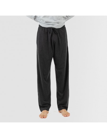 Pijama homem com botões cinza - cinza escuro pijamas-compridos-homem