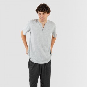 Pijama homem manga curta com botão cinza - cinza escuro 2