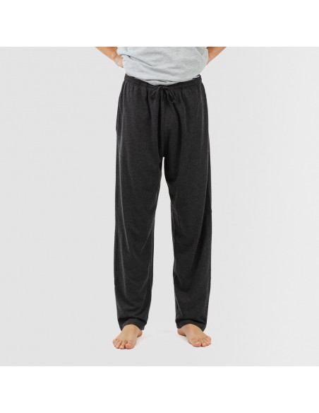 Pijama homem manga curta com botão cinza - cinza escuro pijamas-compridos-homem