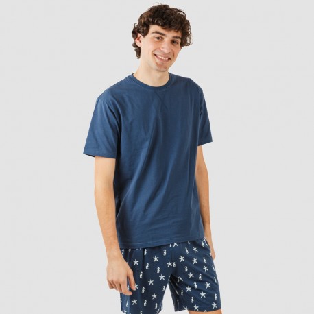 Pijama homem curto Aaron azul marinho pijamas-curtos-homem