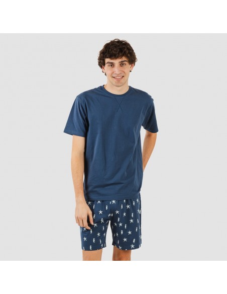 Pijama homem curto Aaron azul marinho Pijama homem curto Aaron azul marinho