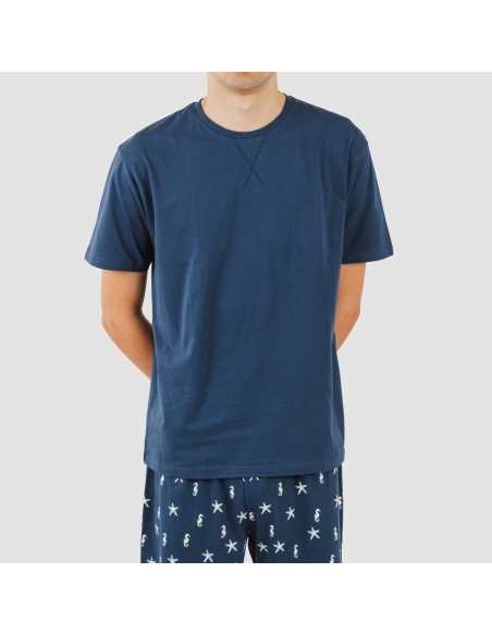 Pijama homem curto Aaron azul marinho Pijama homem curto Aaron azul marinho