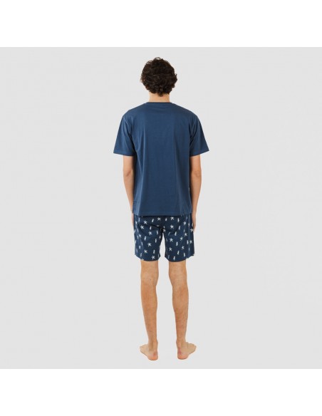 Pijama homem curto Aaron azul marinho pijamas-curtos-homem
