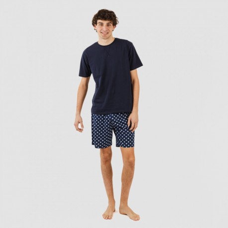 Pijama homem curto Missy azul marinho