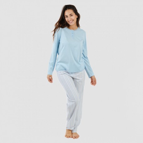 Pijama algodão Bennet azul celeste