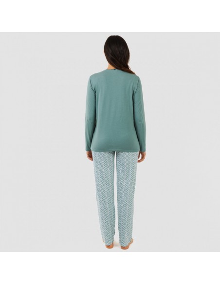 Pijama algodão Bianca verde menta pijamas-compridos-de-mulher