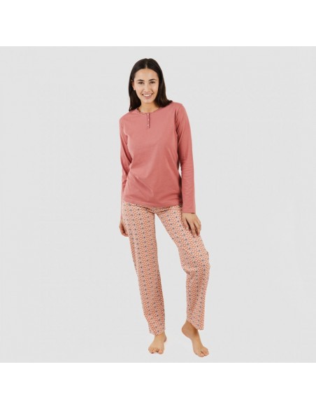 Pijama algodão Bianca malva rosa pijamas-compridos-de-mulher