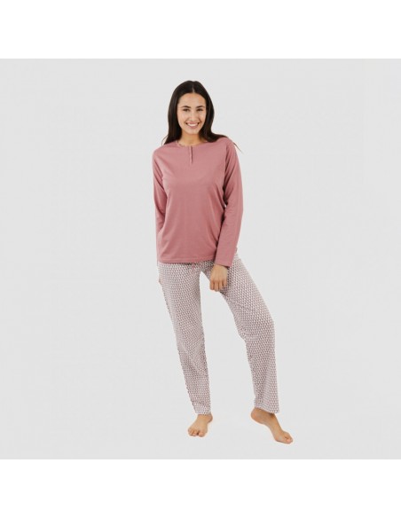 Pijama algodão Louise marsala pijamas-compridos-de-mulher