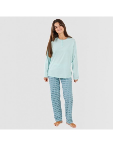Pijama algodão Galieni verde azulado Pijama algodão Galieni verde azulado