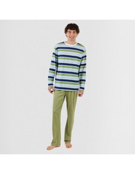 Pijama algodão homem Brent verde caça pijamas-compridos-homem