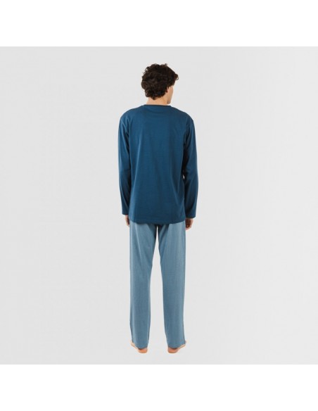 Pijama algodão homem Kristoff azul marinho pijamas-compridos-homem